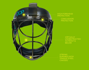 OOP Face Off Steel Mask - Number 1 choice for almost every penalty corner defender at international level. Unparalleled  visibility and protection, no other face mask will make you feel or be safer. Available now at the Hockey Pro Shop - Burringbar Park